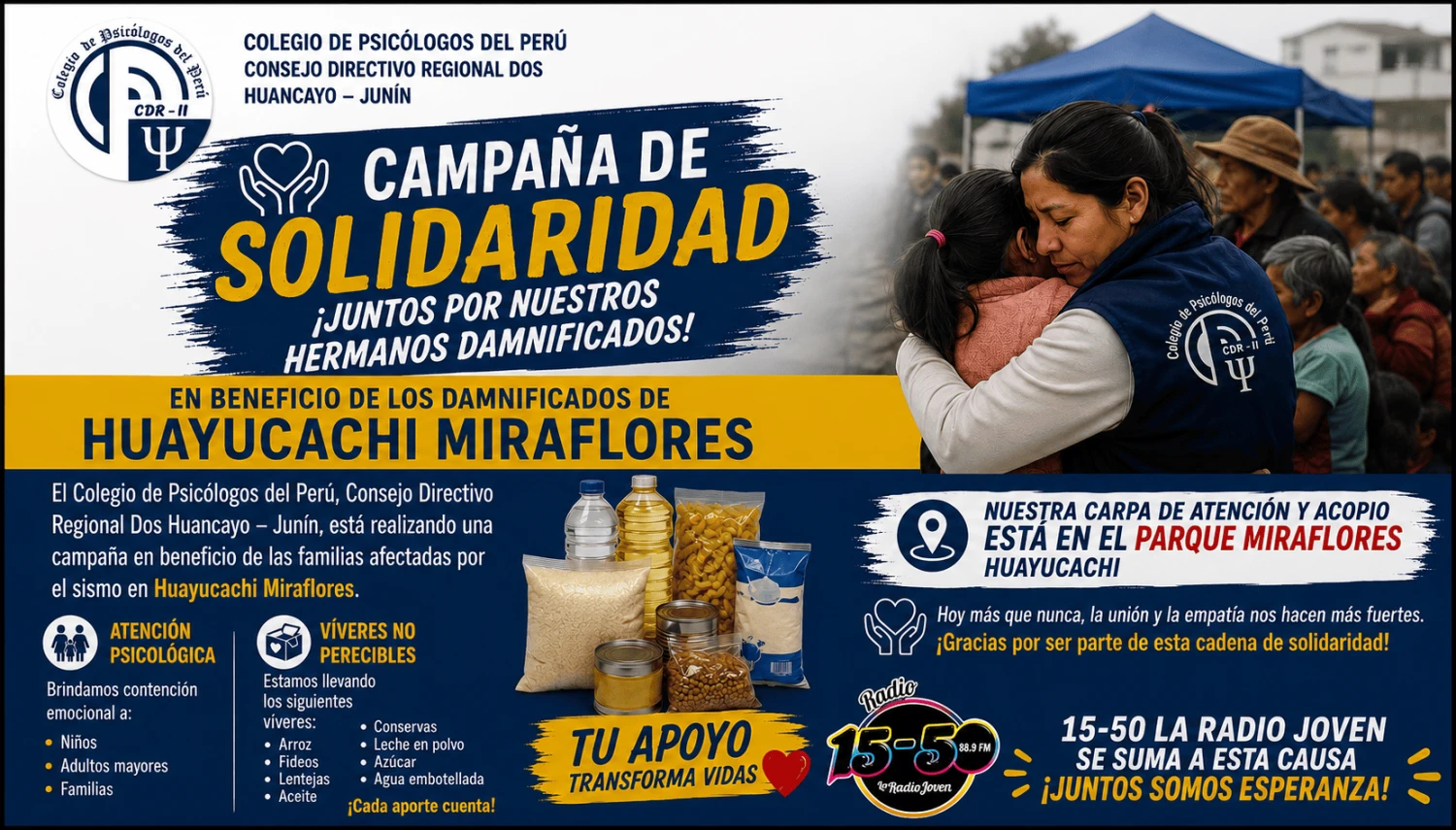 Campaña de solidaridad para los damnificados de Huayucachi Miraflores