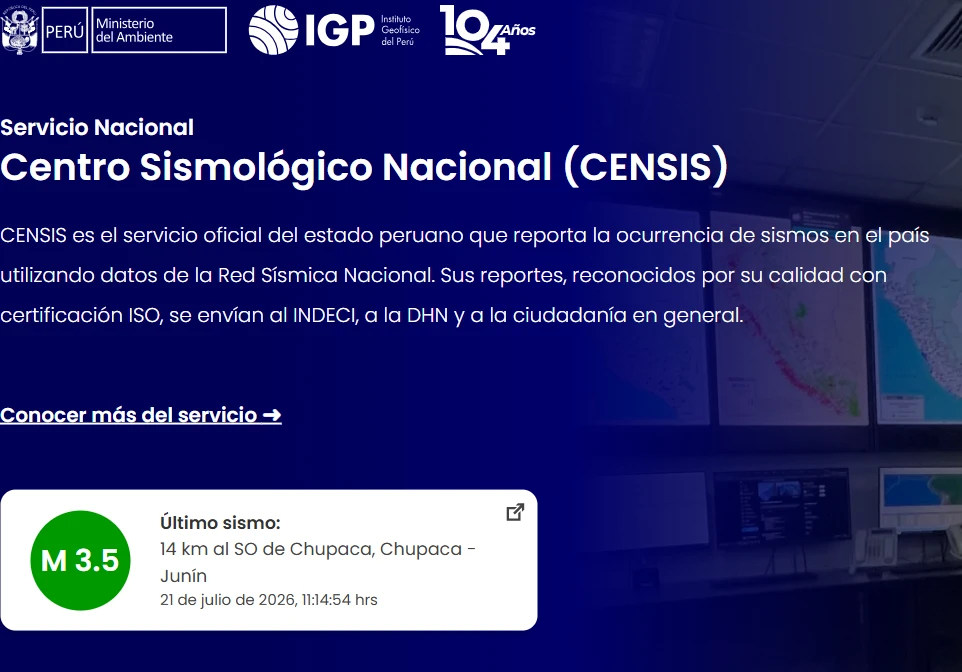 Temblor en Chupaca: IGP confirma sismo de 3,5